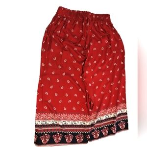 Cherry Red Wide Leg Pants with Pockets